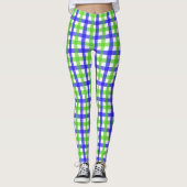 Groene en blauwe Gingham Leggings (Voorkant)