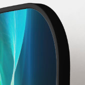 Groene en blauwe gloeiende golvende lijnen pickleball paddle (Links Detail)