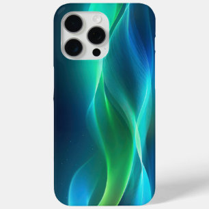Groene en blauwe gloeiende lijnen iPhone 15 pro max hoesje