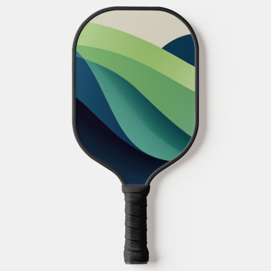 Groene en blauwe golvende vormen pickleball paddle (Voorkant)