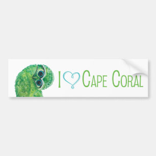 Groene en blauwe gravende uil bumpersticker