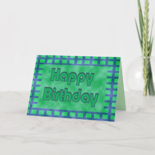 groene en blauwe Happy Birthday Kaart
