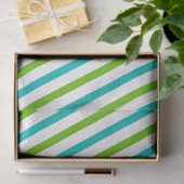 Groene en blauwe horizontale strepen Witte kerst Tissuepapier (Geschenk)