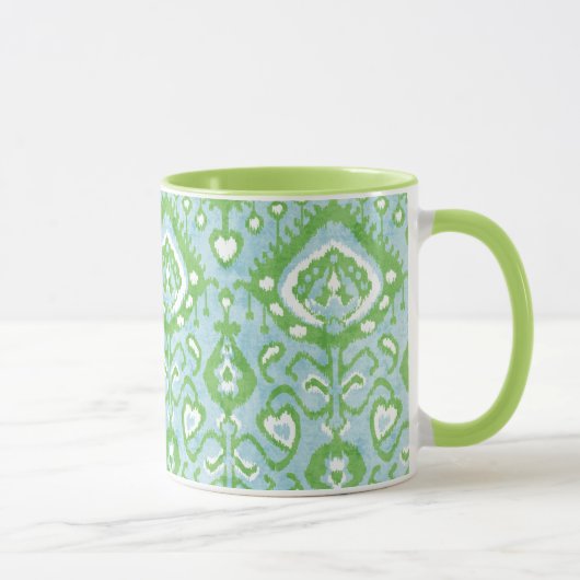 Groene en blauwe ikat-stampatronen van Cute pastel Mok (Rechts)