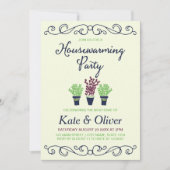 Groene en blauwe kamerplanten Housewarming-feestje Kaart (Voorkant)