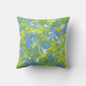 Groene en blauwe kastanjebladeren kussen (Achterkant)