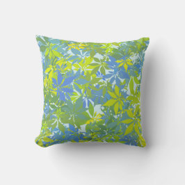Groene en blauwe kastanjebladeren kussen