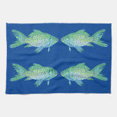 Groene en blauwe keukenhanddoeken (Horizontaal)