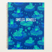 Groene en blauwe kikker gepersonaliseerd planner (Voorkant)