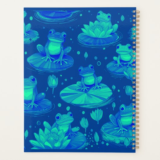Groene en blauwe kikker gepersonaliseerd planner (Achterkant)