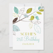 Groene en Blauwe Lovevogels Birthday Invitations Kaart (Voorkant)