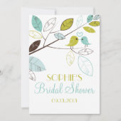 Groene en Blauwe Lovevogels Bridal Shower Invitati Kaart (Voorkant)