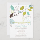 Groene en Blauwe Lovevogels Bridal Shower Invitati Kaart (Achterkant)