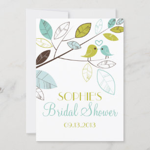 Groene en Blauwe Lovevogels Bridal Shower Invitati Kaart