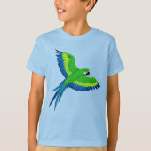 Groene en Blauwe Macaw / Papegaai in het T-shirt v (Voorkant)
