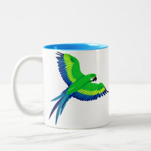 Groene en Blauwe Macaw / Papegaai tijdens de vluch Tweekleurige Koffiemok