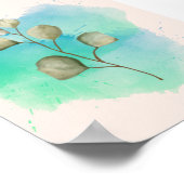 Groene en blauwe minimalistische bladeren poster (Hoek)