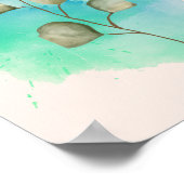 Groene en blauwe minimalistische bladeren poster (Hoek)