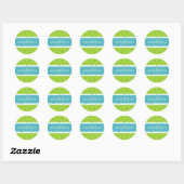 Groene en blauwe monogram zegelmerken ronde sticker (Vel)