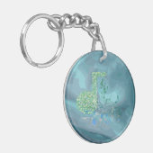 Groene en blauwe Muzieknoten Acrylcirkel Sleutelha Sleutelhanger (Voorkant Links)