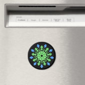 Groene en blauwe neon bloem magneet (Insitu (Vaatwasser))