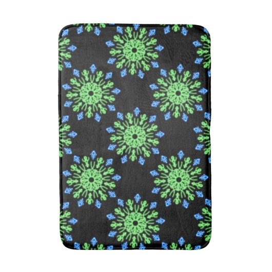 Groene en blauwe neonbloem badmat (Voorkant Verticaal)