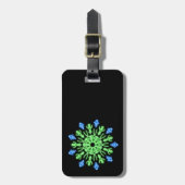 Groene en blauwe neonbloem bagagelabel (Voorkant verticaal)
