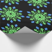 Groene en blauwe neonbloem cadeaupapier (Hoek)