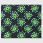 Groene en blauwe neonbloem cadeaupapier (Vlak)