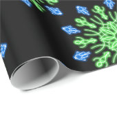 Groene en blauwe neonbloem cadeaupapier (Rol Hoek)