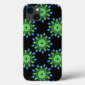 Groene en blauwe neonbloem Hoesje-Mate iPhone case (Achterkant)