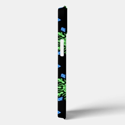 Groene en blauwe neonbloem Hoesje-Mate iPhone case (Achterkant / Rechts)