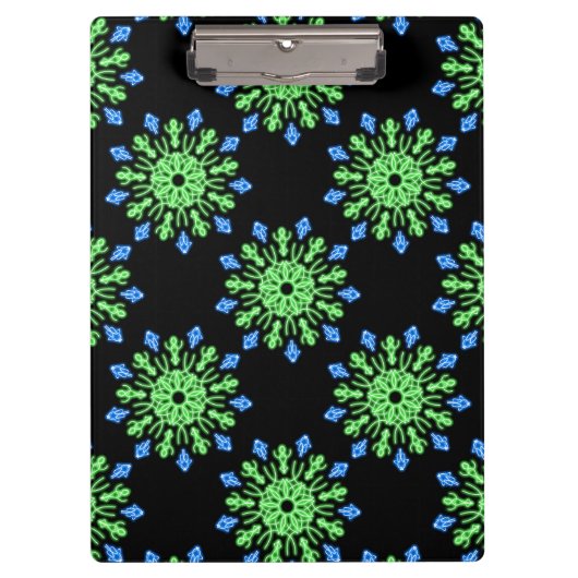 Groene en blauwe neonbloem klembord (Voorkant)