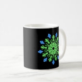 Groene en blauwe neonbloem koffiemok (Voorkant rechts)