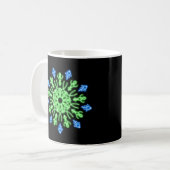 Groene en blauwe neonbloem koffiemok (Voorkant links)