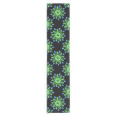 Groene en blauwe neonbloem korte tafelloper (Voorkant)