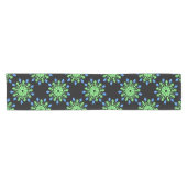 Groene en blauwe neonbloem korte tafelloper (Horizontaal)