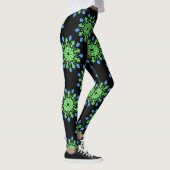Groene en blauwe neonbloem leggings (Rechts)