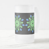 Groene en blauwe neonbloem matglas bierpul (Voorkant rechts)