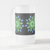 Groene en blauwe neonbloem matglas bierpul (Voorkant links)