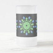 Groene en blauwe neonbloem matglas bierpul (Center)