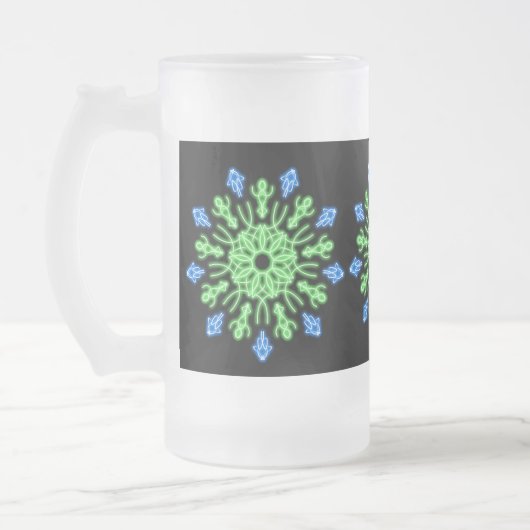 Groene en blauwe neonbloem matglas bierpul (Links)