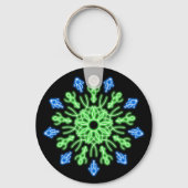 Groene en blauwe neonbloem sleutelhanger (Voorkant)