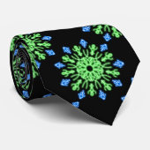 Groene en blauwe neonbloem stropdas (Opgerold)