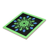 Groene en blauwe neonbloem tegeltje (Zijkant)