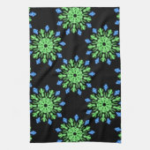 Groene en blauwe neonbloem theedoek (Verticaal)