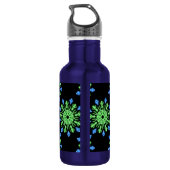 Groene en blauwe neonbloem waterfles (Achterkant)