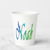 Groene en blauwe Noah naam, Papieren Bekers (Voorkant)