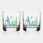 Groene en blauwe Noah naam, Whisky Glas (Voorkant)