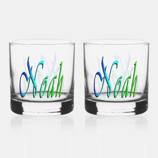 Groene en blauwe Noah naam, Whisky Glas (Voorkant)